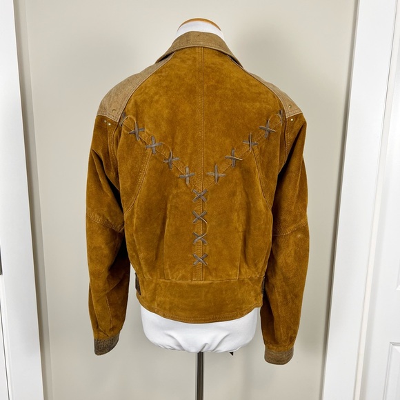 Vintage Western Tan Brown Suede Jacket - Picture 3 of 6